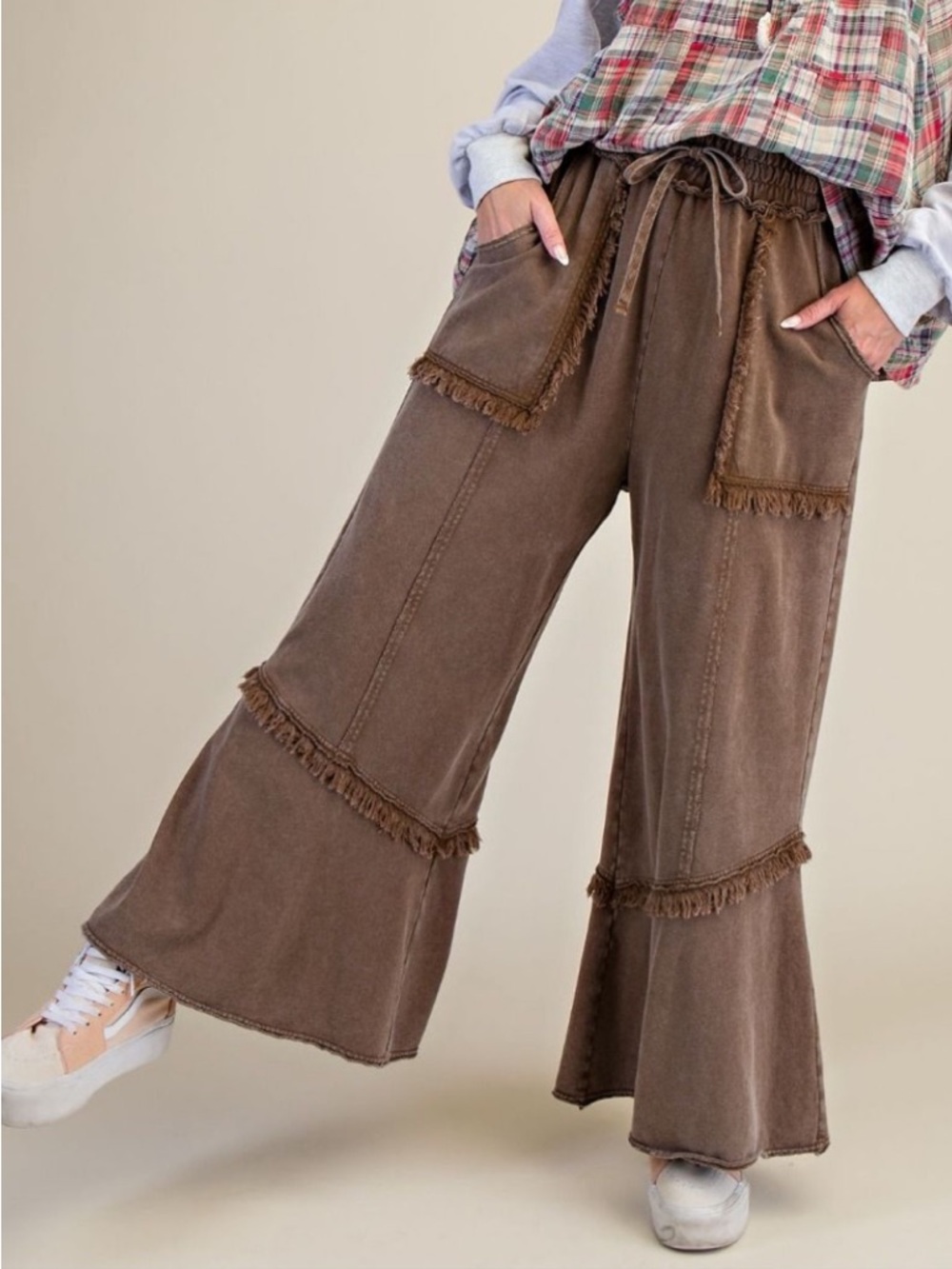 389 small - 3X EASEL WIDE LEG WASHED TERRY PANTS - Picture 4 of 4